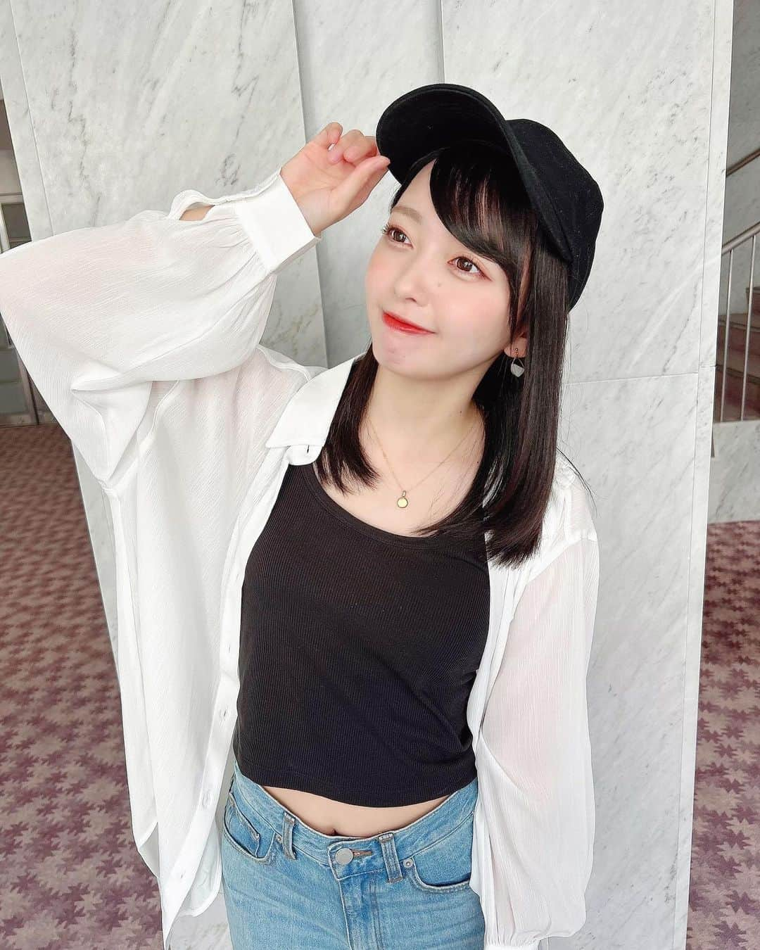 石田みなみさんのインスタグラム写真 - (石田みなみInstagram)「⁡ 服装いつもと雰囲気変えてみた☺︎ ⁡ 全身GUコーデです❤︎ ⁡ お手頃なのに可愛くて とてもよき☺︎ ⁡ #STU48 #charmingtrip #idol #アイドル #Stucharmingtrip #石田みなみ ⁡#ootd #ootdfashion  #gu  ⁡#帽子 #キャップ #キャップコーデ」5月27日 21時53分 - ishida.minami_373