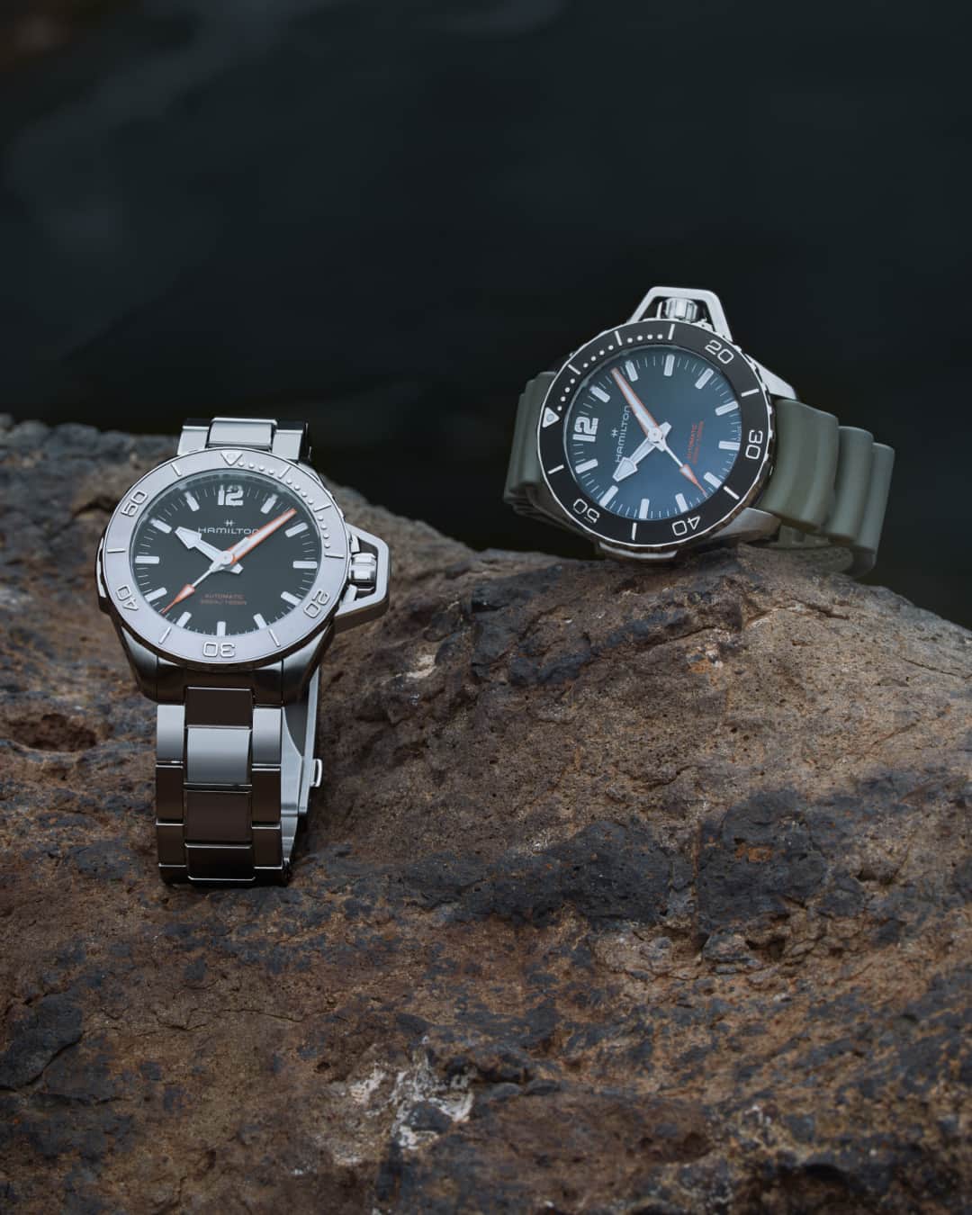 Hamilton Watchさんのインスタグラム写真 - (Hamilton WatchInstagram)「What’s your favorite style? Combining precision engineering and intricate design, our Khaki Navy Frogman Automatic collection offers versions with an assertive stainless steel bracelet or a distinctive rubber strap.  #hamiltonwatch #watch #new #watchoftheday #diving #ocean (Ref. H77485130, H77455331)」5月27日 22時00分 - hamiltonwatch
