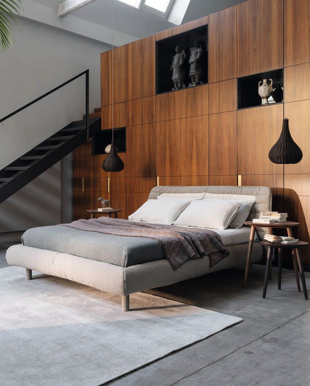 のインスタグラム：「PLUMEAU bed / the desire to reinterpret night-time wellness in a contemporary key in a design by @cristinacelestino⁠.⁠ ⁠ The padded surface, featuring a removable cover, echoes the allure of the capes and tents found among the inhabitants of Mongolia's vast fields—a distant land that invokes a sense of ethereal, dream-like landscapes.⁠ Discover the collection by clicking on our link in bio. ⁠ ⁠ Styling @ilariabacciocchi⁠ Photo @maxrommel ⁠」