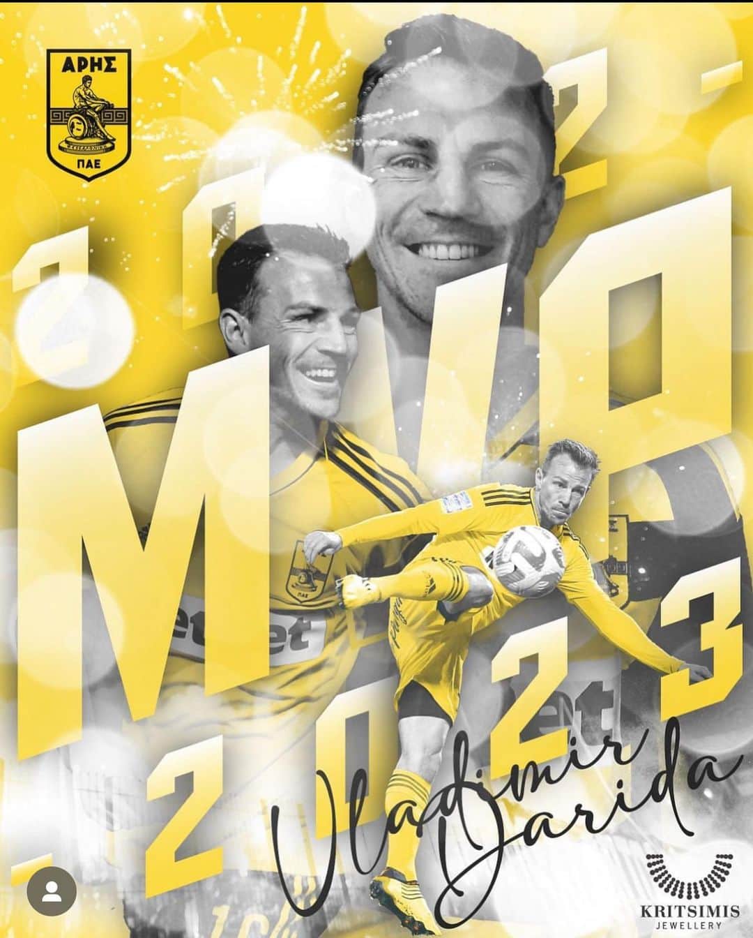 ヴラディミール・ダリダのインスタグラム：「MVP 22/23  Thank you for your votes and support!💛🖤 I appreciate it 😊」