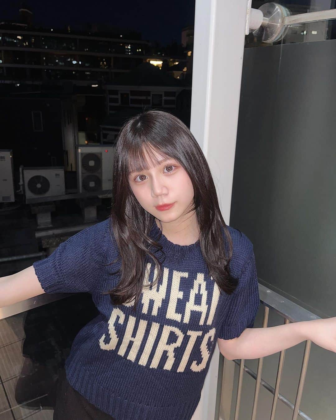 のインスタグラム：「・ 新しい髪型に新しいお洋服ʚ♡⃛ɞ  ・ 前髪は増やしてぱっつんになりました~ @k.___keisuke いつもありがとうございます!! ・ ・ お洋服は @girlscrush.jp ｻﾝのサマーニット🎶 かわちでしょー！！ ・ ・ #るねちょ #堀越琉音 #ヘアカラー #前髪 #サマーニット #ニット #jk #jkブランド #jkの素敵な思い出 #jk3」