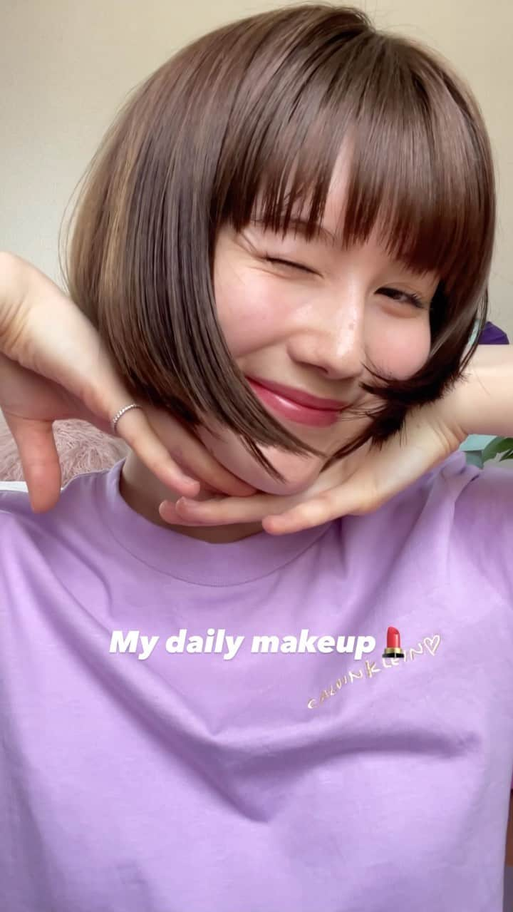 藤本林花美愛のインスタグラム：「My daily makeup💄  【使用コスメ】 Base:  ・@embryolisse_japan @embryolisse モイスチャークリーム ・@orbis_jp サンスクリーンオンフェイスモイスト ・@diorbeauty フォーエヴァースキンコレクトコンシーラー 1N ・ @innisfreeofficial @innisfreejapan No-Sebum Mineral Pact  Eye:  ・@dinto_cosmetic @dinto_cosmetic_jp BLUR-FINISH ZELDA FITZGERALD SHADOW 702 ・@canmaketokyo クイックラッシュカーラー ・@romandyou @romand_jp HMフィックスマスカラL02 Lip:  ・@chanel.beauty CAMELLIA ROUGE 1 RED CAMELLIA ・@amuse @amuse.jp ジェルフィットティント 桜ジェリー  Tops: Jennie for @calvinklein   #makeup #dailymakeup #普段メイク #ふだんメイク  #ナチュラルメイク #メイク動画 #メイクアップ #embryolisse #アンブリオリス #アンブリオリスモイスチャークリーム #orbis #オルビス #サンスクリーンオンフェイスモイスト #innisfree #イニスフリー #イニスフリーパウダー #dinto #ディーント #dintoeyeshadow #romand #ロムアンド #chanel #シャネル #カメリアルージュ #amuse #calvinklein #jennieforcalvinklein」