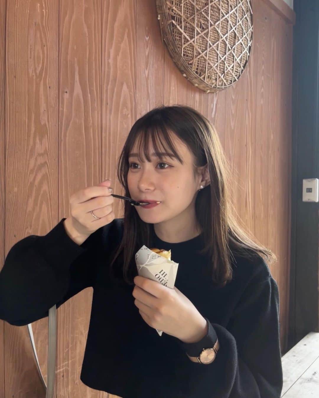 中野妃菜のインスタグラム：「お芋のアイスが口についてます☺︎ 川越食べ歩き〜♡」