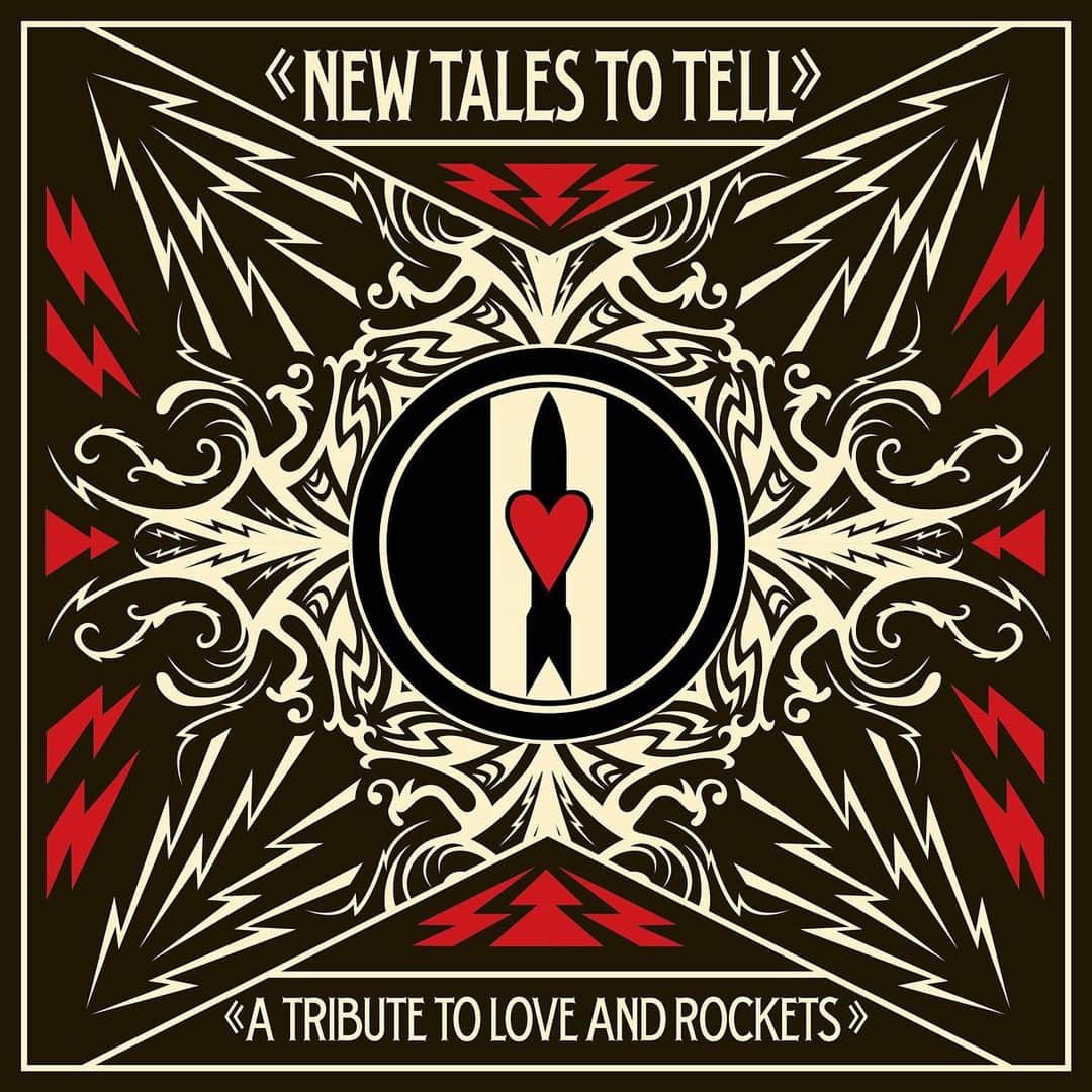 Shepard Faireyのインスタグラム：「In 2009, I designed this art for the @loveandrocketsofficial tribute album “New Tales To Tell” featuring covers of their songs. I’ve seen them play a few times in the past but last week’s performance at Cruel World sounded absolutely amazing along with the visuals they had during their set. They are currently on tour and if you’re a fan, I hope you get to see them play! All aboard!⁠ –Shepard」