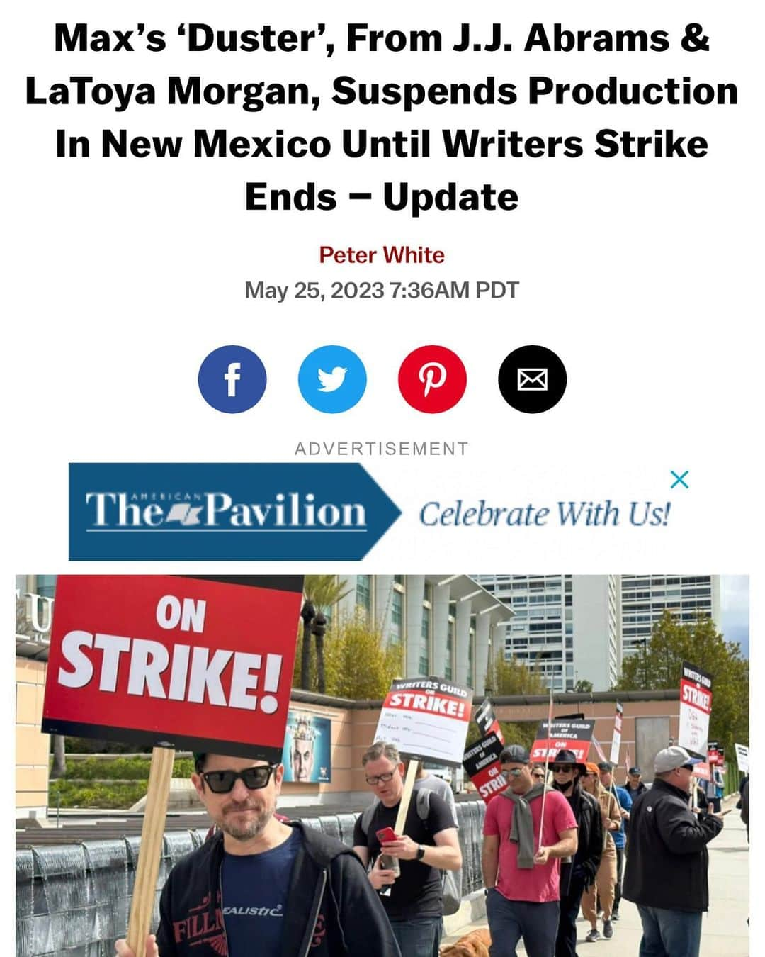 カミーユ・グアティのインスタグラム：「It’s official…#DUSTER is on a hiatus until the studios come to better terms for the writers. DGA and SAG strike is around the corner. These are frustrating times for so many. Some will loose pay for months, they will lose health benefits and much more. But the fight needs to happen. The world is changing fast and studios have to recognize. We stand strong for our future and the future of the budding artists to follow. 🤍  Thank you @morganicink & @jjabramsofficial for creating something so incredible and standing up for what you believe in. I can’t wait to go back to work and say we did it! We are the little engine that could!!!  #writersguild #writersstrike #sag #DGA #standstrong #standunited  #standinsolidarity #DUSTER #MAX」