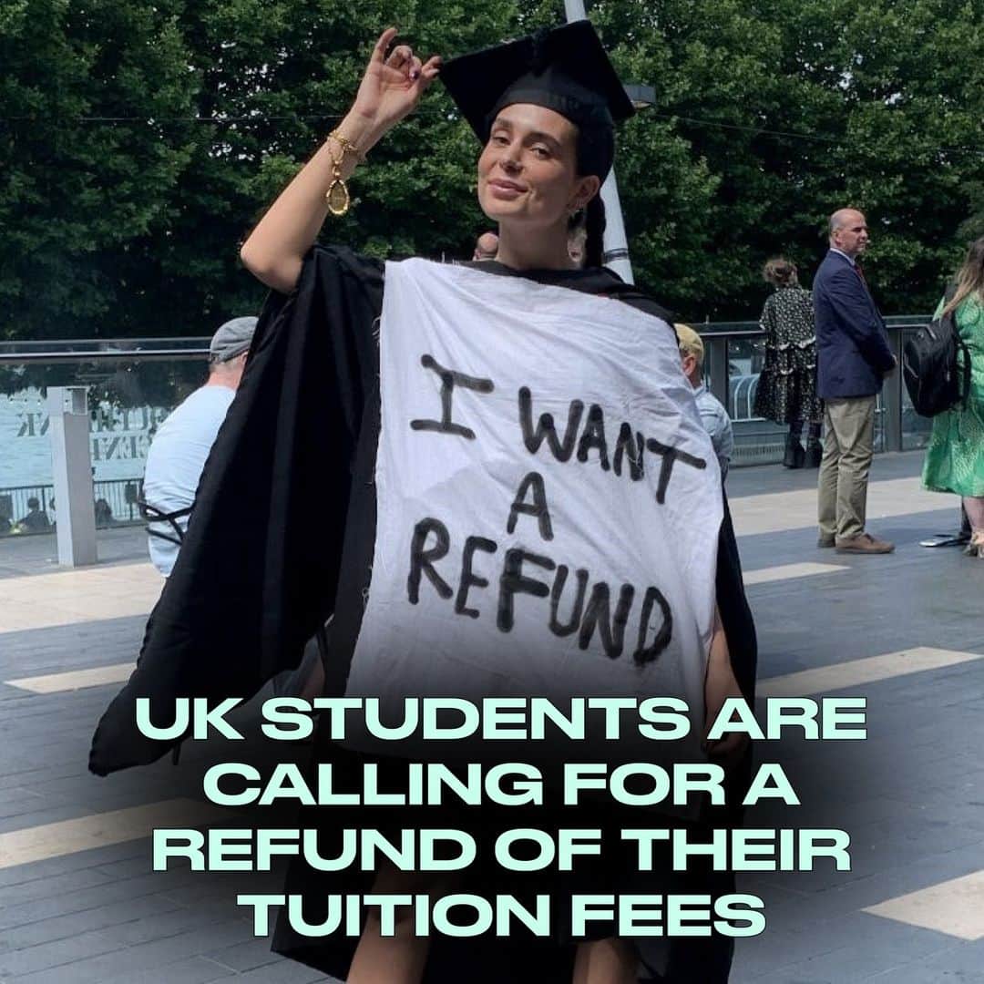 Dazed Magazineさんのインスタグラム写真 - (Dazed MagazineInstagram)「In recent years, the pandemic and lecturer strikes have severely disrupted university teaching – and now students are taking universities to court to get their money back 💸⁠ ⁠ Last summer, Tia O’Donnell turned up to her graduation ceremony at Central Saint Martins (CSM) wearing not only the traditional gown and mortarboard, but also a thin piece of cloth spray-painted with the words “I want a refund”.⁠ ⁠ It was a bitter end to what should have been a dream come true. “The moment I got accepted into CSM was the most proud of myself I’ve ever felt,” she tells Dazed. “The first day of university was everything I expected it to be: nervous excitement, awkward icebreaker games and falling in love with the endless amenities.”⁠ ⁠ But, Tia says, everything changed in 2020. “I wish I could walk away from the four years I have invested in CSM stating that it was magical, however, my time at university felt very empty.”⁠ ⁠ Instead of making full use of CSM’s studios and workshops and bonding with her coursemates, Tia spent two out of three years trying to study Fine Art online – an experience she calls “depressing”. Tia isn’t alone: as a result of the COVID-19 pandemic, most university teaching was either cancelled or moved online, while facilities such as studios, libraries and laboratories were shut down.⁠ ⁠ To make matters worse, university teaching across the country has been regularly disrupted by strike action since 2018, when lecturers first began striking in protest of reforms which would have drastically cut pensions. ⁠ ⁠ Throughout the chaos of the last three years, students have continued to pay an eye-watering £9,250 a year in tuition fees – and international students have paid even more. ⁠ ⁠ Obviously, lecturers have the right to go on strike and the pandemic was – as it has been described countless times – unprecedented. But when it comes down to it, students have just not got what they paid for. It’s not rocket science: people whose package holidays were cancelled got their money back when the pandemic hit, so why not students?⁠ ⁠ Read more through the link in our bio 🔗⁠ ⁠ 📷 @tia4u ⁠ ✍️ @s_mithereens」5月28日 2時22分 - dazed