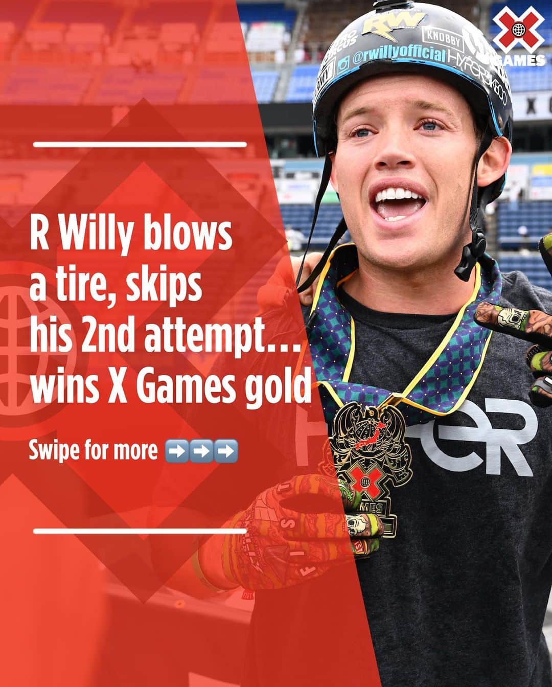 X Gamesさんのインスタグラム写真 - (X GamesInstagram)「@rwillyofficial blew a tire during his first attempt at a 900 Flair in #XGamesJapan BMX Park Best Trick. He missed Run 2 while searching for a spare tube. A BMX Street rider donated a tube for the cause, but Ryan only could fill it to 70psi, as opposed to the usual 100. That didn’t stop Williams from stomping the NBD in Run 3, earning his 5th #XGames gold.」5月28日 5時59分 - xgames