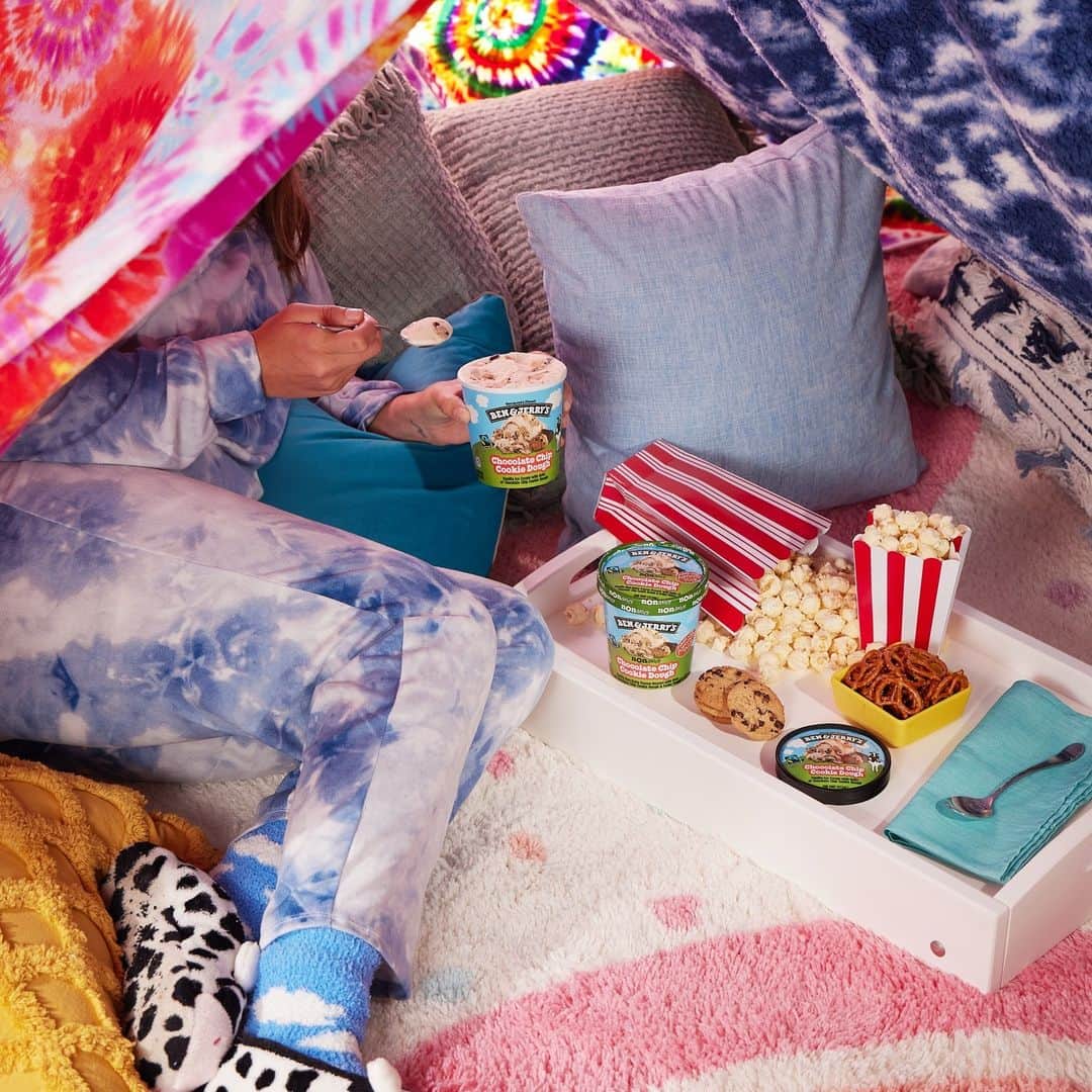 Ben & Jerry'sのインスタグラム：「Good news: blanket forts don't come with age limits.  Order Chocolate Chip Cookie Dough for delivery at the link in our bio!」