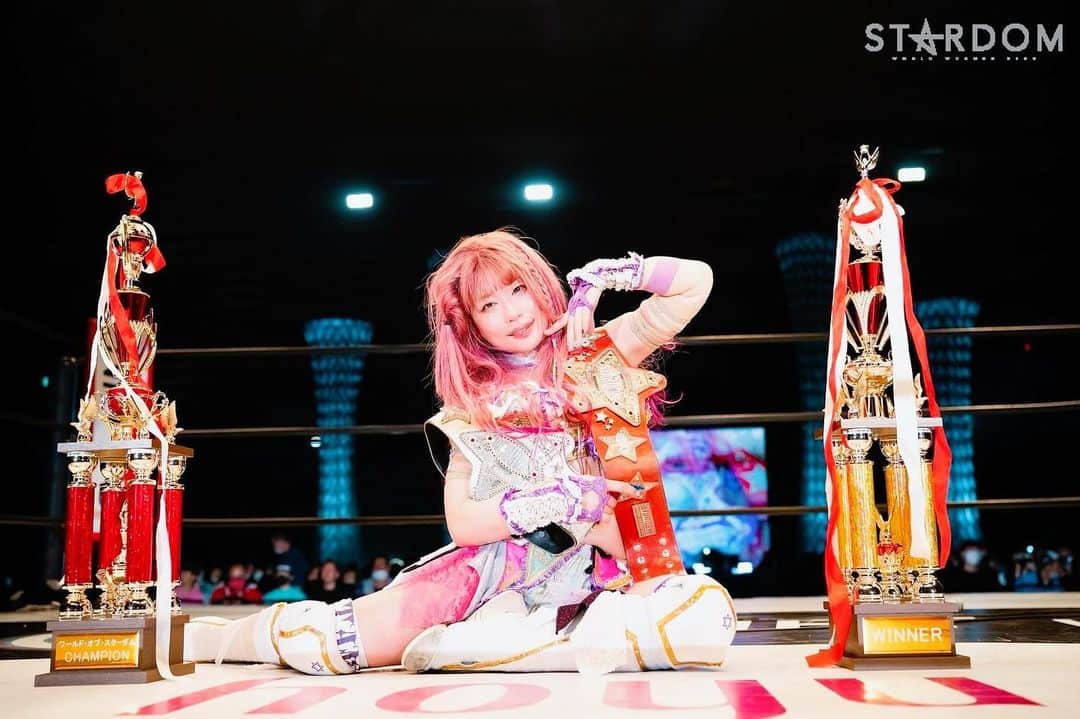 のインスタグラム：「WORLD OF STARDOM 16th WONDER OF STARDOM 18th DOUBLE CHAMPION👑👑  Thank you for believe in tam.」
