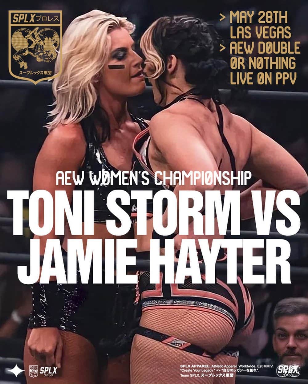 トニー・ストームのインスタグラム：「🏆 SPLX Athlete Toni Storm challenges Jamie Hayter for the AEW Women’s Championship at AEW Double or Nothing PPV . . . . #tonistorm #aew #aewdon #allelitewrestling #jamiehayter #aewwomensworldchampion #lasvegas #ppv #teamsplx #splxプロレス」