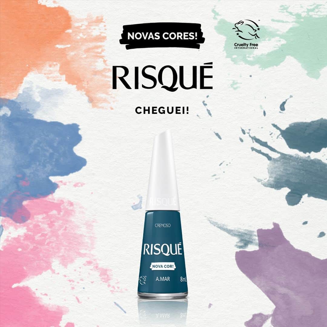 Risqueのインスタグラム：「Como uma onda do mar, o vidrinho A.Mar chegou para ficar! 🌊 A cor é perfeita para te deixar pronta para arrasar em qualquer ocasião. Não perca tempo e mergulhe de cabeça nessa cor incrível. 😉  Garanta o seu no link da bio.  #risquéoficial #tánasnossasmão #esmaltesrisqué」