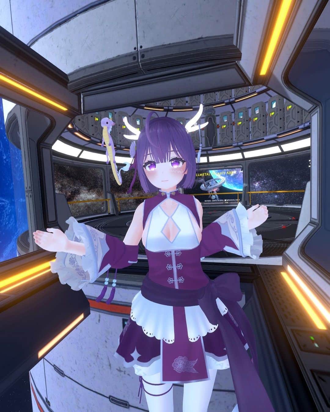豊田さやかのインスタグラム：「. . . 仮想空間で宇宙行ってきたよ❗️🌍 . . . 私がいるのはvrchatの中のワールド、FULLMETAL NOAH'SARK(フルメタルノアズアーク)というワールドです😊 ここは宇宙に浮かぶ人工衛星🛰⭐️ . . 宇宙へ行くのって夢だよね‼️ その夢叶っちゃった‼️VRの世界って本当凄い🥹 . . こんな風にvrchatの中には数えきれないほどの世界(ワールド)があって、それぞれの世界のコンセプトがあってとっても楽しいの！🥹 . ワールド巡りだけでも楽しいんだけど、もちろん他のユーザーさんとのコミュニケーションとってお友達増やしたりも楽しいよ！☺️ . . もっともっと知らない人へ魅力が伝わったらいいなぁ☺️ . . . #VRChat始めました #vrchat #VRチャット　#私のVR日記 #VRC日記 #VRChatワールド紹介 #vrcインスタ部 #vrchatworld #VRC #VRアバター #VRCアバター #メタバース #vrゲーム #VR好き #ゲーム #ゲーム好き #仮想空間 #VRアイドル  #vtuber  #おとよ #豊田さやか」