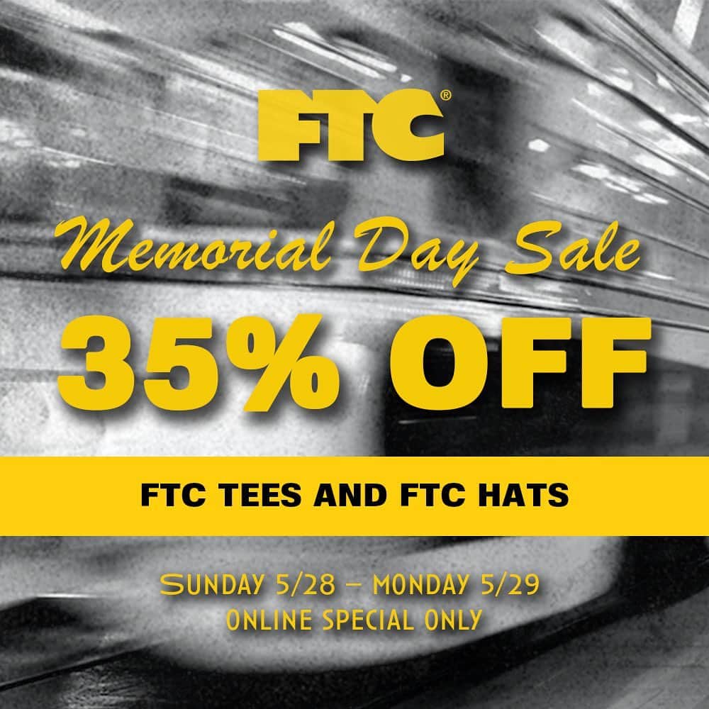 エフティーシーのインスタグラム：「FTC Memorial Day Sale — 35% Off All Tees and Hats (Online Special Only) Sale Starts Now and Ends Tomorrow 🌆 #ftc #ftcskateboarding #forthecity #ftcsanfrancisco #ftcjp #ftctokyo #ftcnagoya #ftcosaka #ftcspringsummer23」
