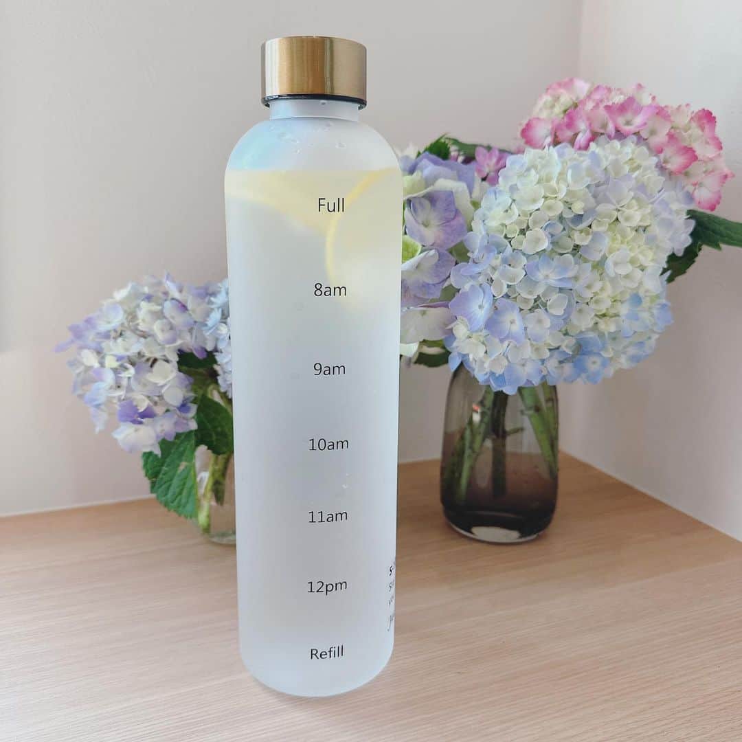 石川梨華のインスタグラム：「はちみつレモン水🍋  健康の為に飲み始めました！ まだ3日目です🤭  産後ダイエットしてた時は一日2リットルの水を飲む事を意識してました！ が、最近あまりお水を飲めてない事に気づき💦  そんな時にオススメしてもらったはちみつレモン水🍋  最初、レモン、はちみつをボトルに別々に入れたらはちみつが溶けずらくて😅  なのではちみつレモンにしてみた🍯  一日漬けたらはちみつもサラサラになって 溶けやすくなった👍 オススメしてもらった海塩も少量入れてミネラルたっぷりなはちみつレモン水だよ💛  水より飲みやすいし、美味しいし😋 しばらく続けてみます❗️  ボトルはAmazonでポチった✌️ これは1リットルなんだけど 持ち歩き用に500mlも買う予定🩷  #石川梨華 #モーニング娘og #リアル梨華 #二児の母 #年子 #やんちゃボーイズ #はちみつレモン水 #始めました」