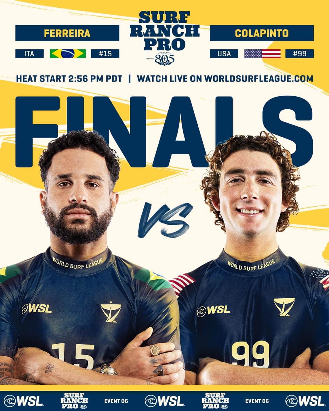 世界プロサーフィン連盟（WSL）のインスタグラム：「The #SurfRanchPro Men’s Final is ON! Watch live on worldsurfleague.com. @805beer」