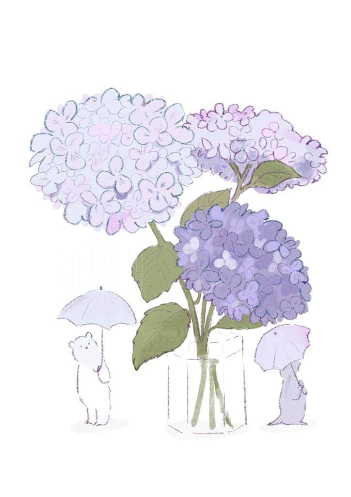 momoroのインスタグラム：「#ももろ#illustration #イラスト #紫陽花#あじさい　#アジサイ」