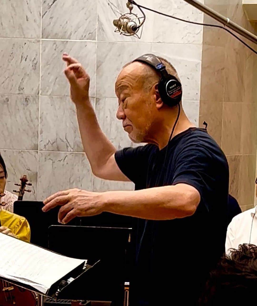 久石譲のインスタグラム：「Recording for a new film!」