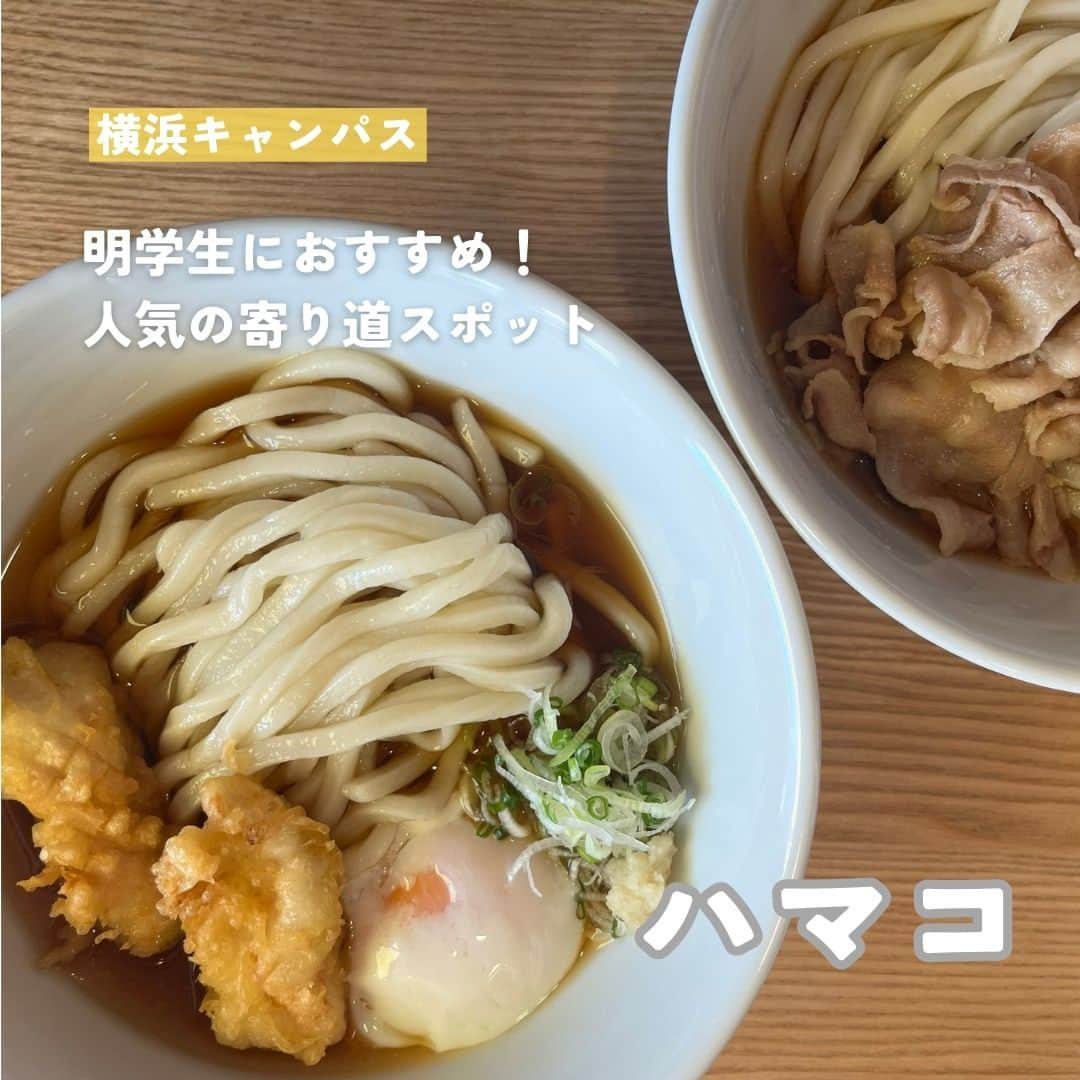 Meiji Gakuin/明治学院大学/明学のインスタグラム：「＼明学生におすすめ！ 人気の寄り道スポットをご紹介／  今回は横浜キャンパスに通う皆さん向けに 寄り道して楽しめるグルメスポットをご紹介します🍽️  ☕ハマコ 📍場所：戸塚駅徒歩3分 営業時間などの詳細は お店のアカウント( @hamako_riverside )を✔  さまざまな種類のうどんメニューがずらり。 つるつるの麺の冷たいうどんはこの時期ぴったり🥢 お好みでトッピングや薬味も楽しめるかも👍  この投稿を保存して、 ぜひチェックしてみてくださいね❣️  #明治学院大学 #横浜キャンパス #横浜 #戸塚 #春学期 #春学期もがんばろう #明学 #明治学院 #明学人 #勉強 #大学 #授業 #明学生 #メイガク #明学ライフ #大学生活 #mgu #カフェ #ハマコ #グルメ #グルメスポット #寄り道スポット #meijigakuinuniversity #meijigakuin #meigaku #photography #photographer」