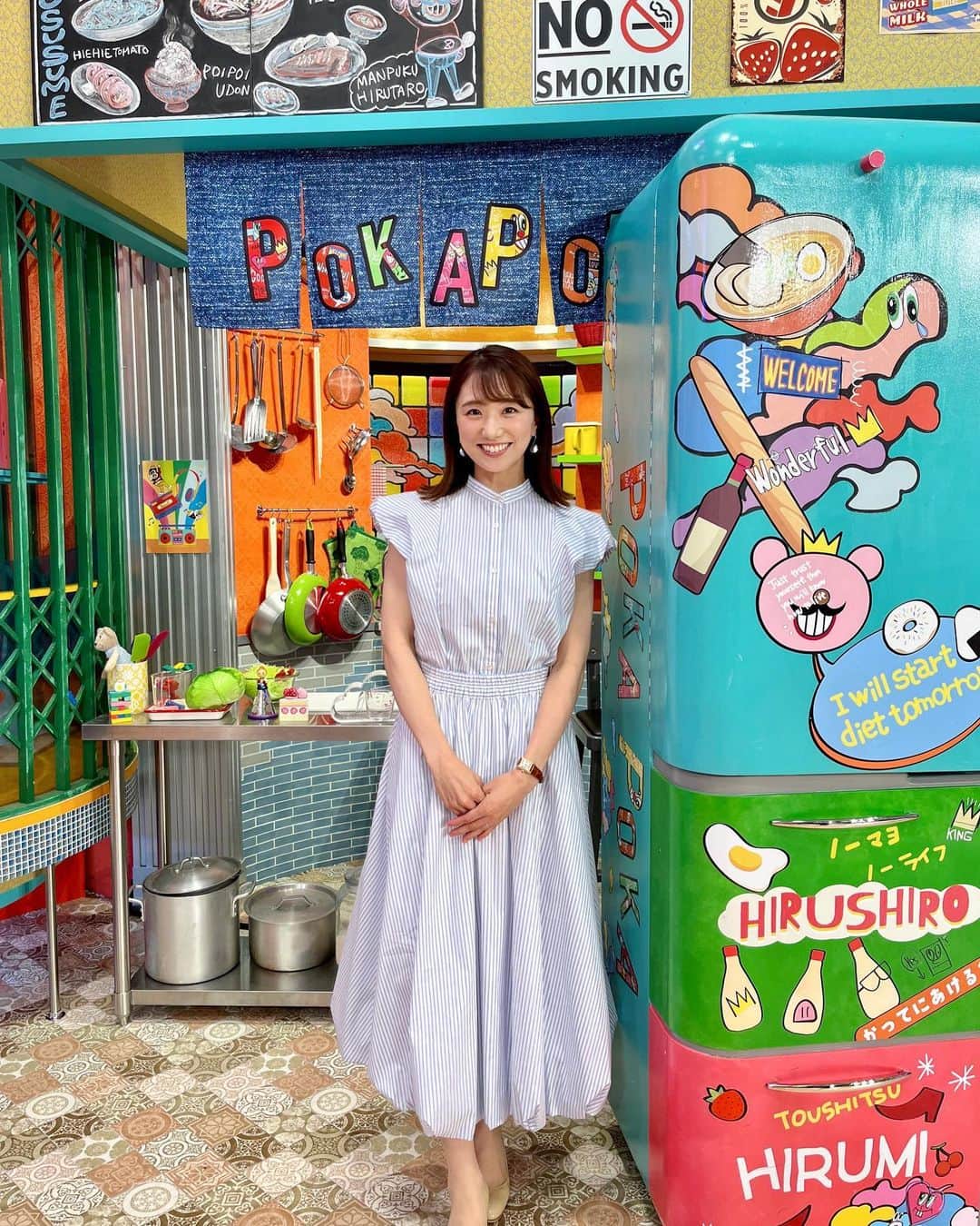 松村未央のインスタグラム：「. 先週、ぽかぽか にお邪魔しました。 久しぶりのバラエティー生放送、 ただただ、楽しかったです☺️  衣装のバルーンスカートも可愛かった〜🎈  #ぽかぽか」