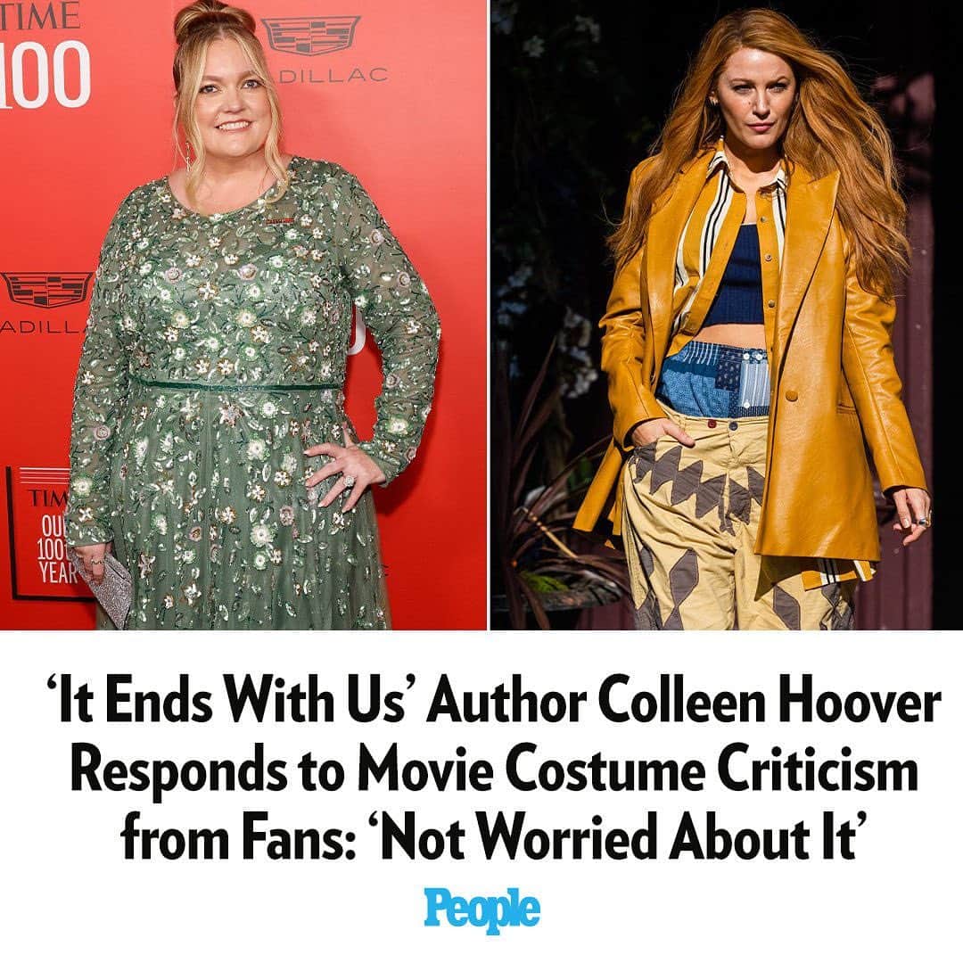 People Magazineさんのインスタグラム写真 - (People MagazineInstagram)「Author Colleen Hoover is shrugging off fans' criticism of the costumes for the upcoming movie adaptation of her 2016 bestselling book It Ends With Us.  When filming kicked off last month, star Blake Lively's outfits were promptly roasted by fans. The actress, 35, who portrays protagonist Lily, was photographed on the New Jersey set wearing some decidedly eclectic looks, including peekaboo blue boxers under brown patterned cargo pants, a colorful oversized patchwork sweater and even camouflage. Tap the link in bio for Hoover's response. l 📷: Taylor Hill/FilmMagic; Gotham/GC Images」6月27日 6時35分 - people