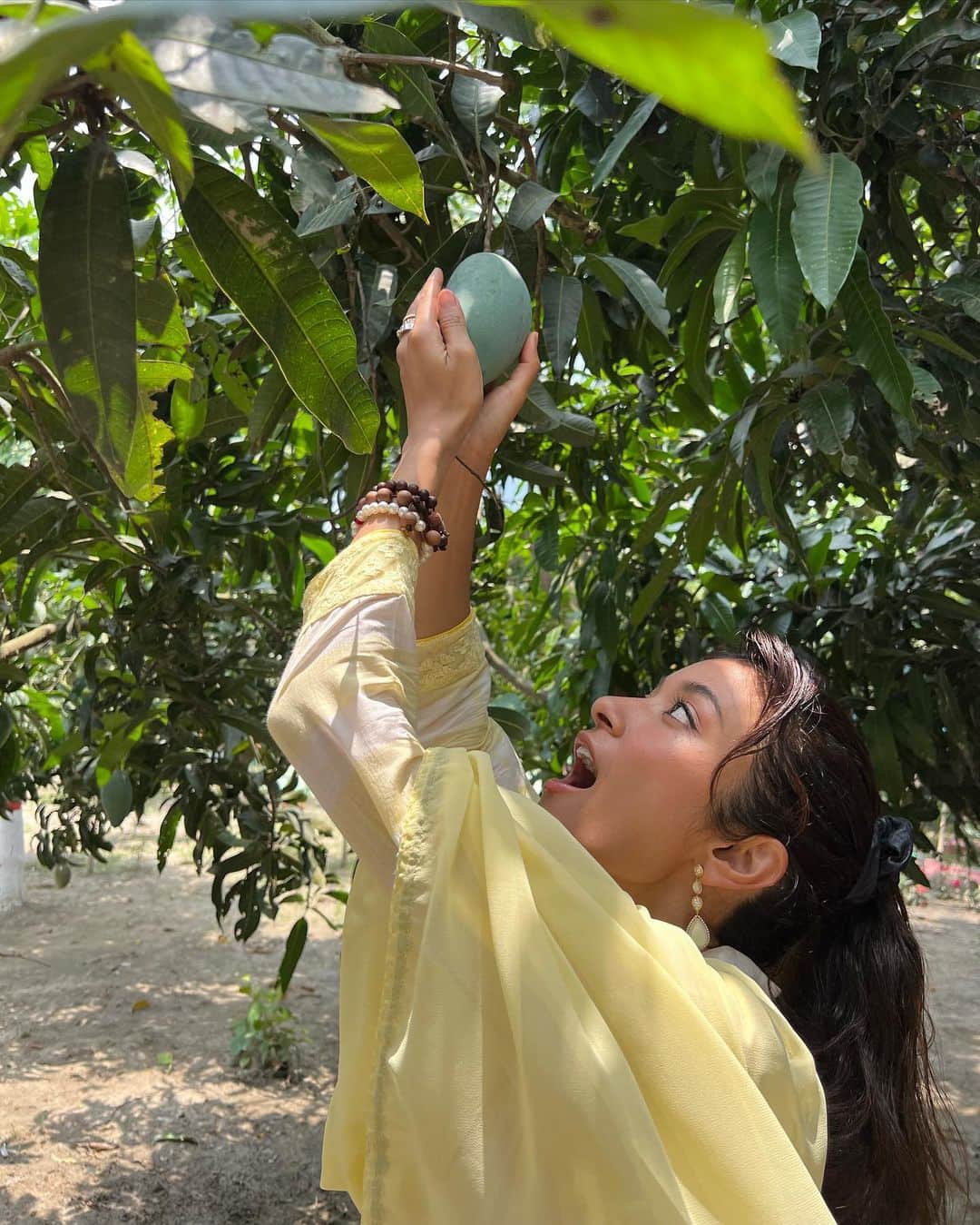 ローラさんのインスタグラム写真 - (ローラInstagram)「これが小さい時にいつも食べていたバングラデシュのお家のお庭からできたマンゴーだよ❕わたしが1番好きなマンゴーは、この小さくて緑色のマンゴー🥭　中をあけると、オレンジ色になっていて香りも甘味もすっごく濃厚でおいしいんだよ😭　このおいしいマンゴーをたべたら、どこに行ってもなかなか同じ味に出会う事ができないとおもうよ❕^o^ ただいまあーマンゴー🎶  This is the mango I always ate in my garden when I was little in Bangladesh! My favorite mango is this small green mango 🥭 When you open the inside, it's orange with a very rich taste, sweetness and delicious😭 If you eat this delicious mango, you won't be able to experience the same taste anywhere I think!  I’m home Mangoooos😋🙌  আমি বিশ্বের সেরা বাংলাদেশের আম পছন্দ করি।🤍」6月27日 9時14分 - rolaofficial