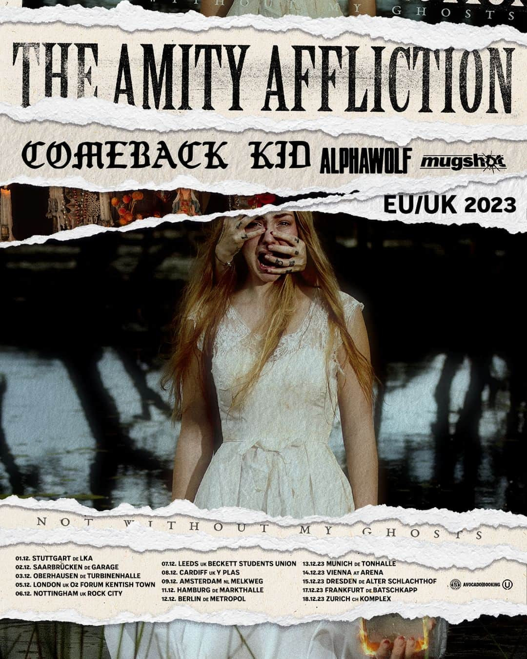 The Amity Afflictionのインスタグラム：「EU/UK, we're coming back for a winter tour! Catch us at the end of the year with @comebackkid_hc, @alphawolfcvlt and @mugshotca  On Sale Monday, June 26th at 11am CET 🎫  Link in bio」