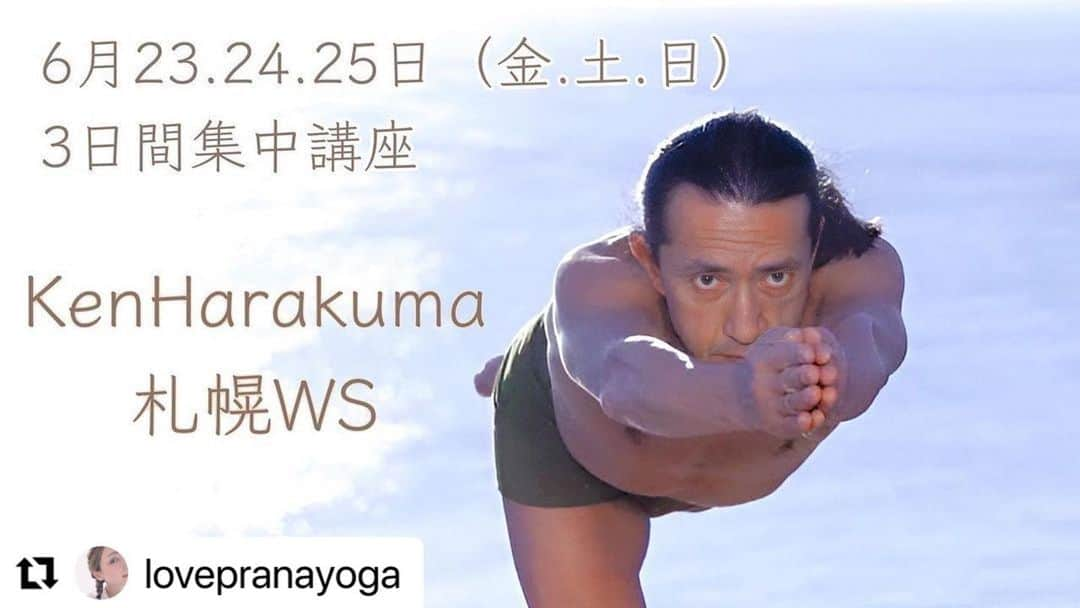 Ken Harakumaさんのインスタグラム写真 - (Ken HarakumaInstagram)「#Repost @lovepranayoga with @use.repost ・・・ 🌺ケンハラクマ先生　札幌ワークショップ🌺 6月23.24.25日の三日間です！ @kenharakuma  @international_yoga_center  今年もケンハラクマ先生にスタジオLPYにお越しいただけることになりました😊 今年の元旦にお願いして、温めすぎてインスタに載せるのがこの時期になってしまいましたが… 多数の講座の中で、既に満席のものもあります！ぜひお早目にご予約下さい✨  詳しくはホームページに載せております！  ◎23日13時30分から17時30分 リラックス&リストラティブヨガ講師養成講座 ◎23日18時から20時 ゆるやかヨガ講師養成講座 ◎24日13時30分から16時30分 ハタヨガ初級集中講座 ◎24日18時から22時 ナイトヨガ講座 ※ナイトヨガは3部構成で、1コマのみの受講もできます！ 残席があるクラスは以上です。  ケン先生の本を読んで、こっそりズームレッスンを受けたりしている方々。 ぜひリアルで先生にお会いしてください✨ わたしもこっそりと本を読み、DVDの先生のカウントで何年も練習していて、レッスンを受けに行ったら話しかけることさえできなかったのですけど、 リアルに先生に会うと、いつもヨガって本当にいいなぁぁとなぜかそれまでよりずっともっとヨガが好きになっていくんです。  みんなで先生のレッスンを受けられるのが楽しみです♪  ケン先生、今年もよろしくお願いします✨  #ヨガ講師 #ヨガ #ヨガスタジオ #ケンハラクマ #ヨガインストラクター #インストラクター養成 #養成講座 #札幌 #yoga #yogapractice #yogateacher #kenharakuma #ヨガ資格 #札幌駅 #ashtanga #ashtangayoga」6月23日 10時17分 - kenharakuma