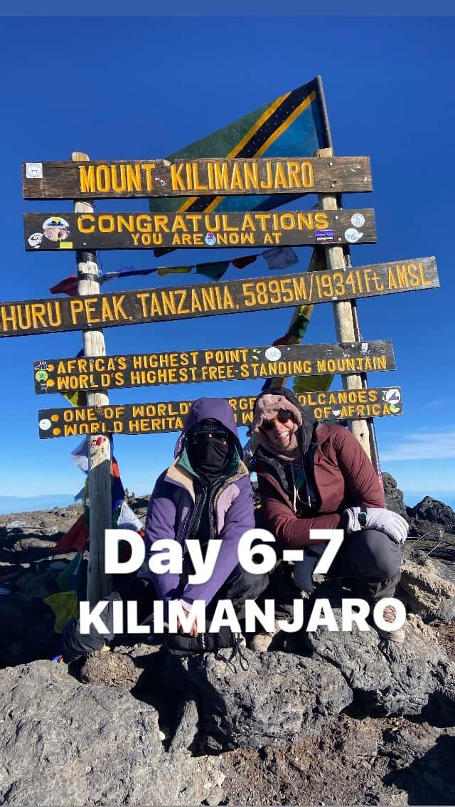 ブリージャ・ラーソンのインスタグラム：「Summit Day 🤩 It was one of the most mentally challenging experiences I’ve had the pleasure of experiencing. As a group we spent about 7-8 hours reaching the Uruhu Peak at 19,341 ft 🏔️   I teared up when I reached the top, it was emotionally taxing and worth every second! Thank you captain Ila @ispatel for letting me tag along on this incredible adventure! And thank you @kilimanjaro_nature_tours for getting us safely through all of the hikes!   #summitday #mtkilimanjaro #kilimanjaro #19341ft #day6 #day7」