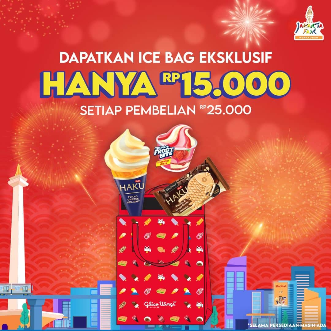 Glico Wingsのインスタグラム：「Mina-san!  Tahun in Glico Wings hadir lagi di Jakarta Fair loh! Pastinya tahun ini pun bakal seru karena ada banyak promo menarik hanya di Jakarta Fair Kemayoran 2023!  Yuk mampir ke booth Glico Wings!   #GlicoWings #EsKrimJepang #JakartaFair2023 #JFK2023 #PRJ」