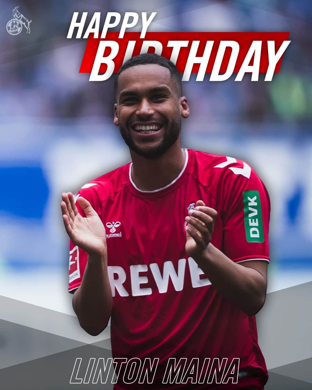 1.FCケルンのインスタグラム：「🥳 Unser #effzeh-Flügelflitzer @linton.maina wird heute 24 Jahre alt.   Herzlichen Glückwunsch zum Geburtstag, Sprinton! Lauf dich schon mal warm, geht bald wieder los! 🚀」