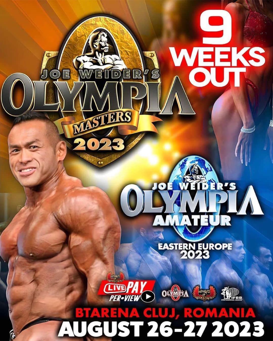 のインスタグラム：「9 Weeks Out 💥 @mastersolympiaofficial   🎫Lock in the best seats before they sell out (26,27 August Masters Olympia & Olympia Amateur Eastern Europe)  Go to ➡️ www.iabilet.ro and type “Olympia”   ______ @mrolympiallc @jake_wood_media @alinapopa1 @strezaclaudiu @wingsofstrength @dansolomon_official @flex_magazine @caydenriley @tkguindy @tgflex_1 @bevsgym @jaycutler @melinda.streza」