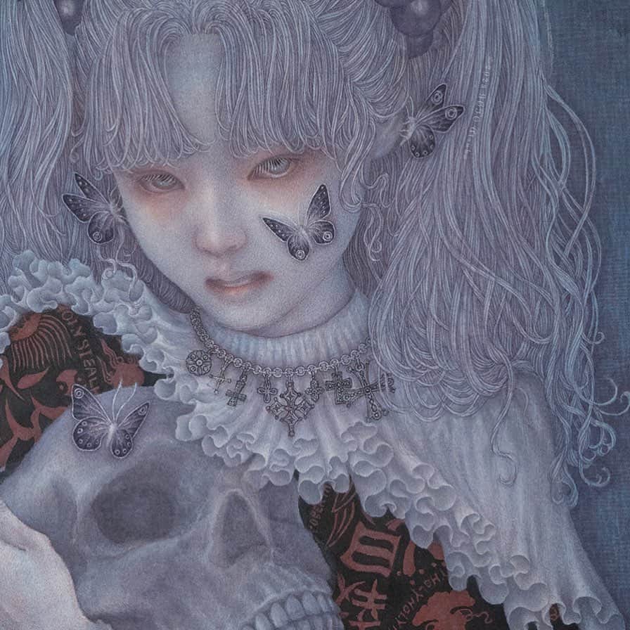 後藤温子さんのインスタグラム写真 - (後藤温子Instagram)「🦋WIP💀  #watercolor on cotton cloth #soloshow @beinartgallery #july2023 #melbourne」6月23日 23時25分 - gotsukooo