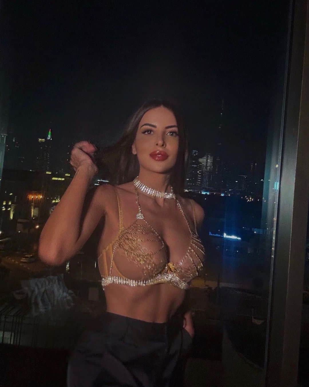 Agent Provocateurさんのインスタグラム写真 - (Agent ProvocateurInstagram)「Holding Your Attention  @marialuisajacobelli_ exudes opulence in the Lindie Gold bra paired with the Shirelle bodychain.  Some lingerie demands to be seen. Match the Lindie set's exquisite beadwork with Shirelle's decadently sparkling crystals for the ultimate in hot girl glamour.  Tap to explore Lindie.  #KnickersForever #AgentProvocateur」6月24日 0時04分 - agentprovocateur