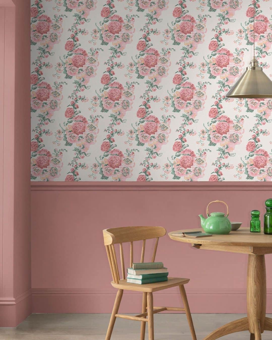 のインスタグラム：「Blooming with gorgeous florals, our Hollyhocks Wallpaper works perfectly with the Laura Ashley Old Rose Paint and is sure to bring warmth to your home interiors.⁣ ⁣ Shop our new paint colours: Old Rose, Crimson, Newport Blue, Fresh Green and Mulberry now at lauraashley.com and @nextofficial」