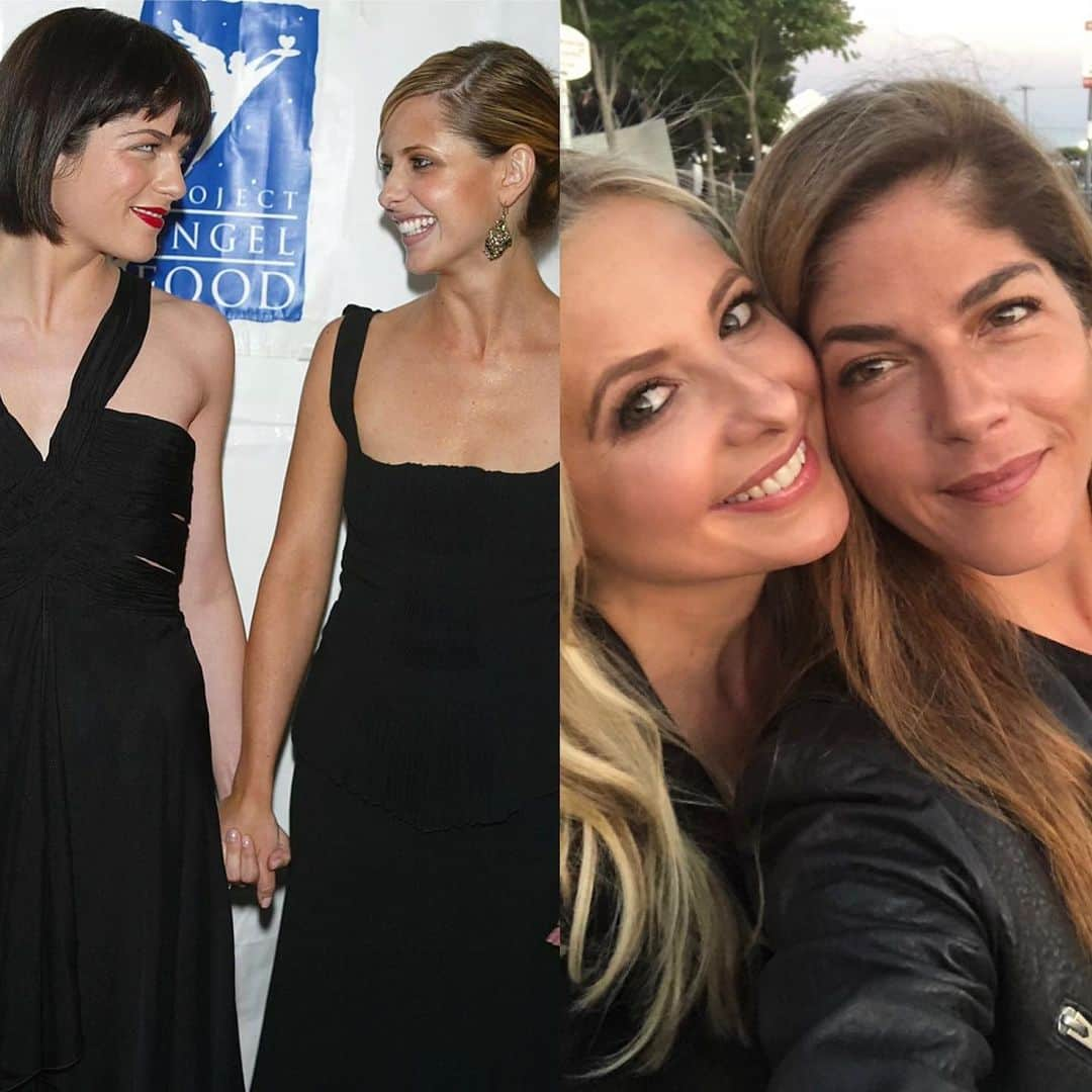 サラ・ミシェル・ゲラーのインスタグラム：「How it started … how it’s going. In my opinion, even better. Every year I love you more @selmablair Happy Birthday James!!!!」