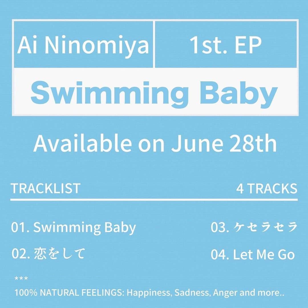 二宮愛のインスタグラム：「#最新情報 🎧🎵 🩵EP 【Swimming Baby】🩵 release on 2023.JUNE.28  #applemusic と #spotify  をお使いの皆さんは、 プリアド&プリセーブよろしくね🤍🤍🤍 ________________ #AiNinomiya #🌊🛟🐣」
