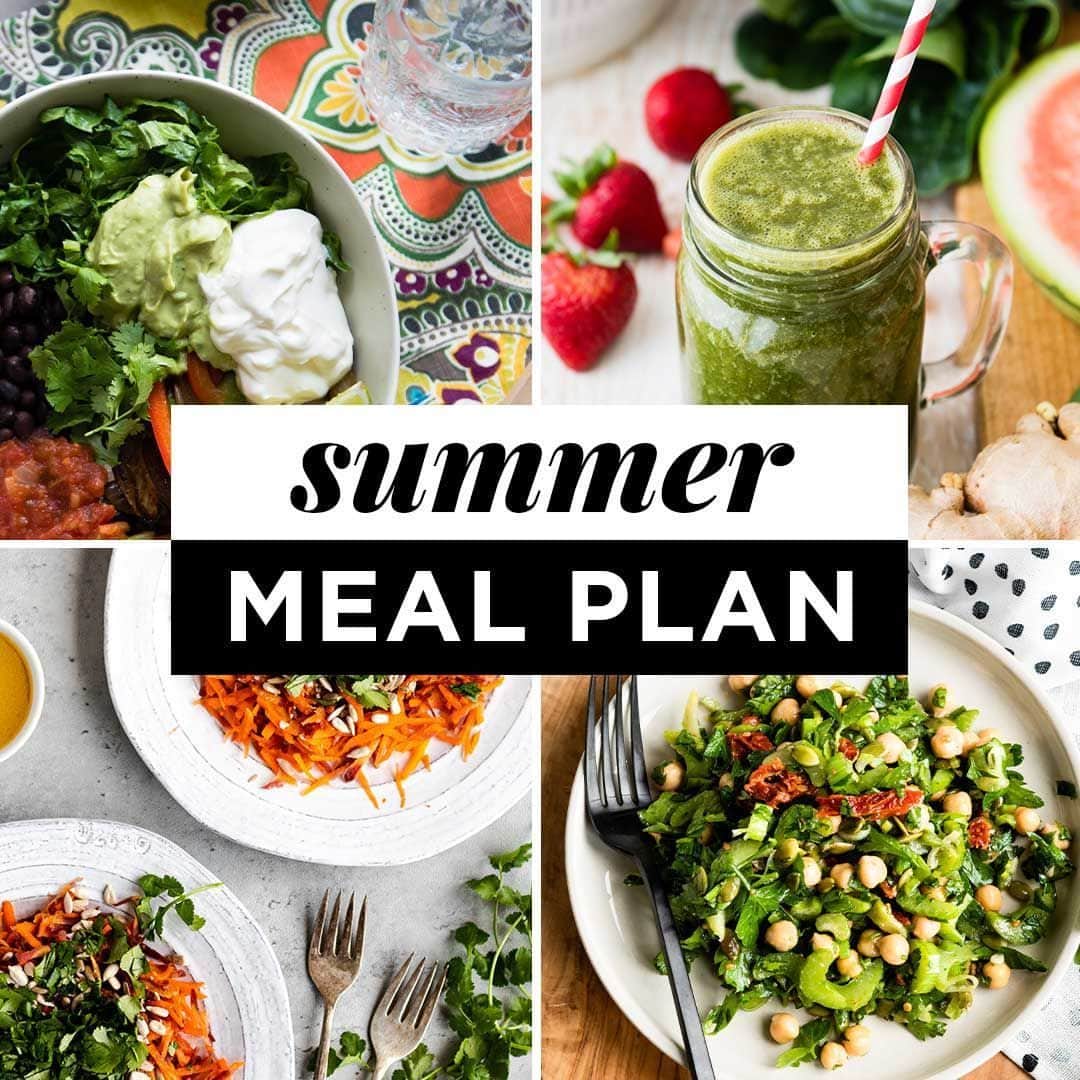 Simple Green Smoothiesのインスタグラム：「Summer is the easiest season to find and create healthy summer dinner recipes because there’s SO much fresh produce. Download the 7-day healthy meal plan using seasonal fruits and vegetables.⁣ ⁣ 👉 Click the link in bio for the plan⁣ ⁣ #healthymealplan #summermeals #summerrecipes #healthyrecipes #seasonalfruit #seasonalvegetables」