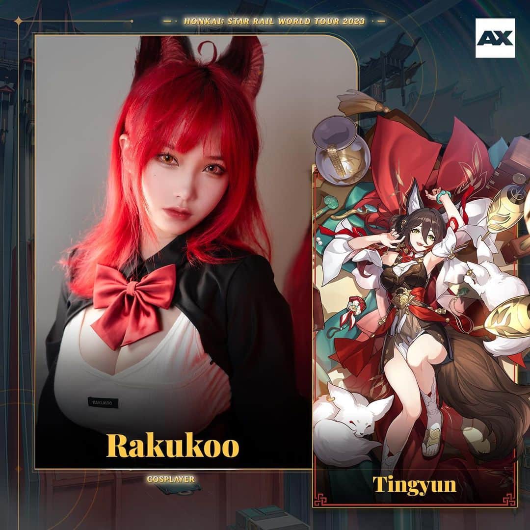 犬神洛洛子のインスタグラム：「📢🦊 Big surprise from LA Anime Expo 2023! I’ll be cosplaying Tingyun at the @honkaistarrail booth from 7/1 - 7/4.   📍The booth is located in Entertainment Hall #8. Feel free to come and say hi! I’m so excited to see everyone there!✨   #honkaistarrail #animeexpo2023 #srworldtour2023 #hoyoverse」