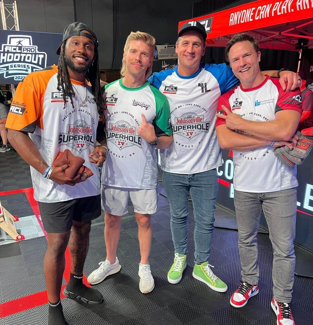 ライアン・ロクテのインスタグラム：「Had a blast at the @americancornholeleague Even though i lost, but what can i say i'm a fish out of the water hahaha! #cornhole #espn2」