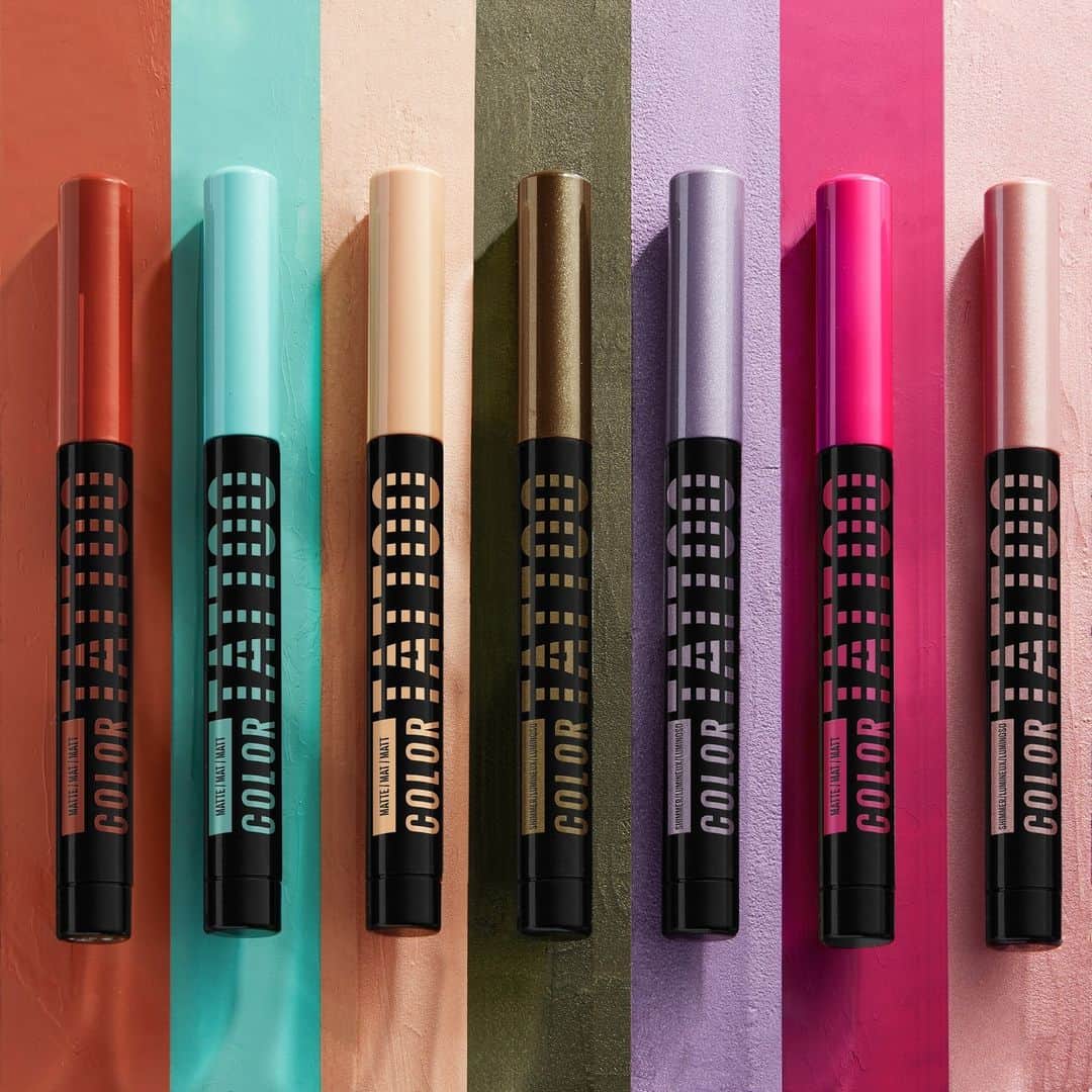Maybelline New Yorkのインスタグラム：「Comment below which of our NEW Color Tattoo Eye Sticks shades you are grabbing. ✨  This creamy fomula delivers 24HR of wear in a range of matte and shimmer shades! Left to right: I am Powerful, I am Giving, I am Confident, I am Fierce, I am Fearless, I am Unique, I am Inspired. Shop all 10 shades at your local drugstore!」