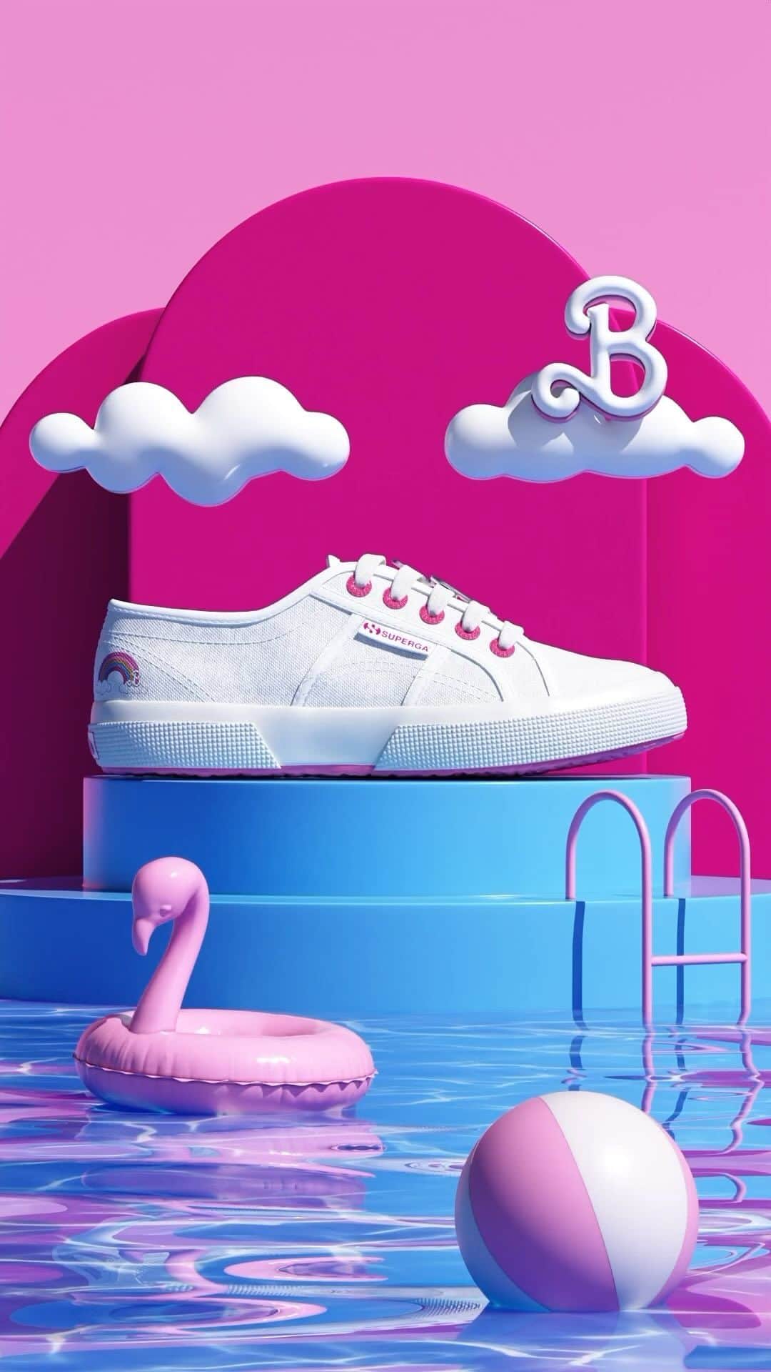 のインスタグラム：「Simple but with brightly coloured and playful details! Are you ready to immerse yourself in the world of #BarbieTheMoviexSuperga ? Hurry up and check it out at www.superga.com @barbie @barbiethemovie 💖  #BarbieTheMovie #Superga #SupergaLovers #BarbieTheMoviexSuperga」