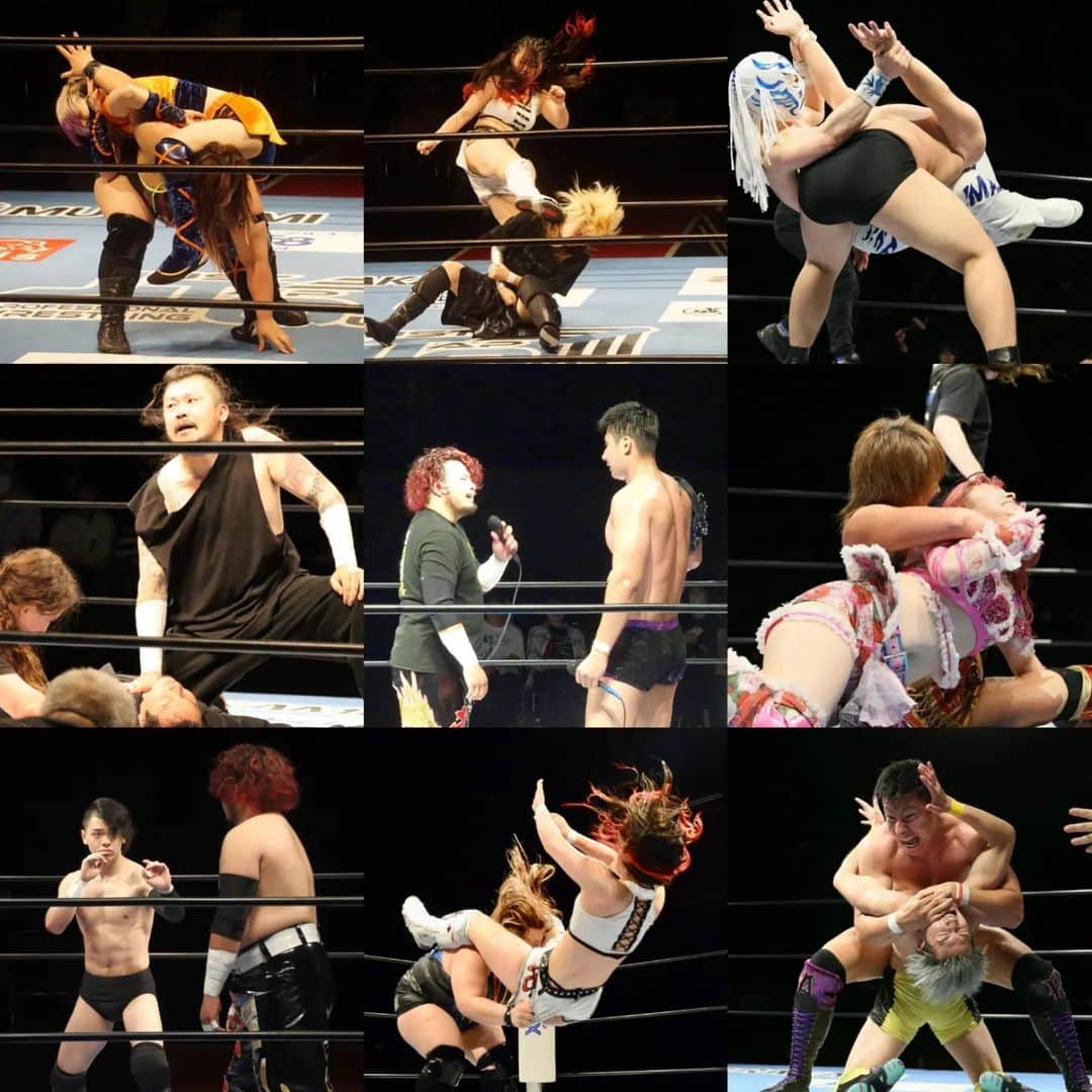 TAKAみちのくのインスタグラム：「新木場大会ご来場ありがとうございました‼️  全８試合それぞれにテーマがあった  玉砕覚悟で優宇に挑んだHisokA！カミゴエ？アネゴエやらまさかの卍固めでロストポイント１つ取った‼️それだけでも健闘と言えるだろう  ともかとAoiの戦いはまるで俺と誰かの代理戦争のようにも見えた‼️それを超越するようなモノがいつかはみたい  俺はイーグルとの前哨戦+ダンサーとの新鮮な対決を楽しむ❕結果はパートナーが敗れたが楽しむ余裕がある試合でした  KEITAデビュー戦❕アラフォーで全てを捨て飛び込んできたKEITA‼️その思いは伝わった✨  ガールズの主張の嵐が吹きまくる❕それで良い❗主張しまくり結果が出るよう動いていれば自ずと道は開ける  武蔵と十文字のランキングマッチは異質な世界に。。。。  ともか敗れる！またしてもベルト流出‼️優宇に勝てるものは正直見当たらないが今大会のベストバウト‼️ ベストコンディションでの再戦が決まったので超期待‼️  一颯KINGには届かず！キャリアを考えたら大健闘❇️  ４周年後楽園は大爆発の予感  #pw_jto」