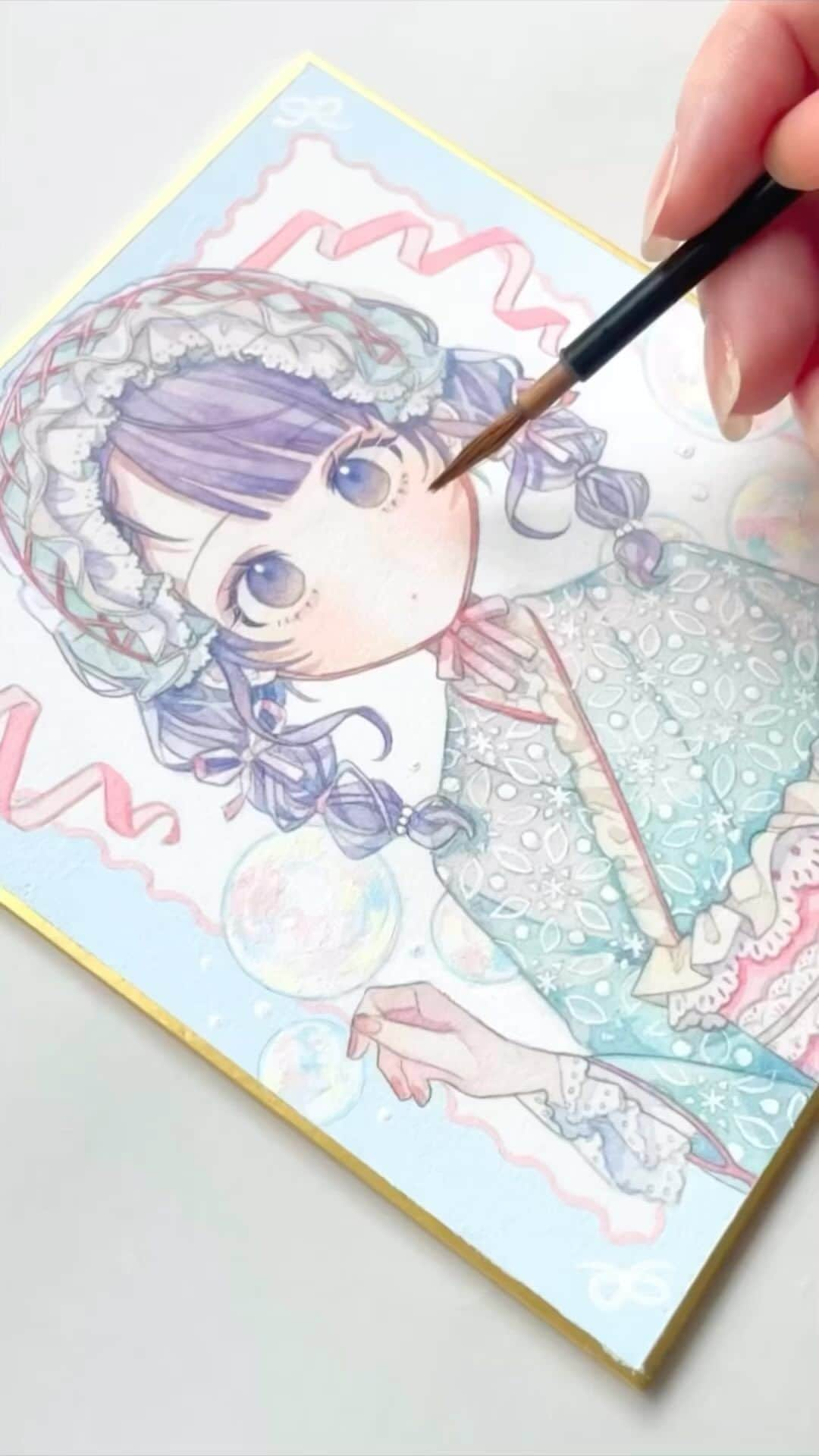 雲丹。のインスタグラム：「透明水彩メイキング🖌️ #透明水彩 #watercolor」