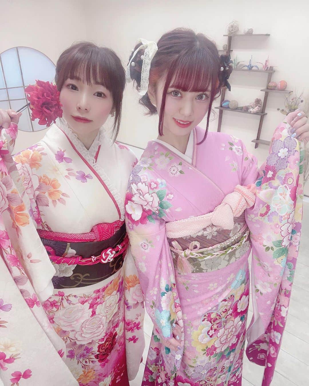 のインスタグラム：「おはよう🍼 今日もがんばろーう🐤🎀 ♡ ♡ ♡ #着物 #着物レンタル #着物ヘア #着物女子 #着物コーディネート #着物コーデ #着物生活 #着物ヘアアレンジ #着物モデル」