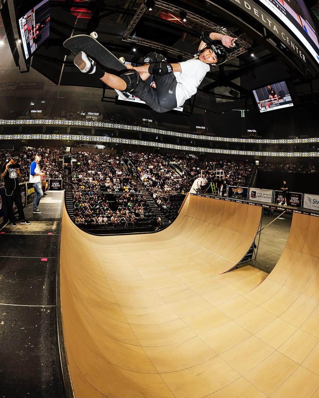 トニー・ホークのインスタグラム：「Some masterful images by @daveswift01 from the last couple days here at @thvertalert. Finals and best trick are today. Come see in person at Delta Center or via livestream at xgames.com」
