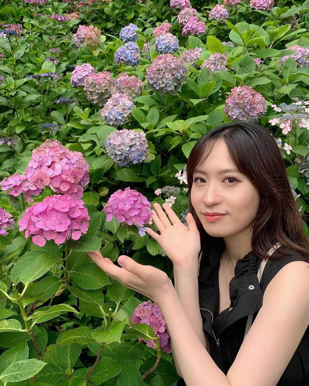 原田ありささんのインスタグラム写真 - (原田ありさInstagram)「紫陽花終わりかけ滑り込みセーフ💠🖤 疲れて帰って🎹鬼練した偉い😩😩  #鎌倉 #食べ歩きの達人」6月25日 0時00分 - arisaharadapf