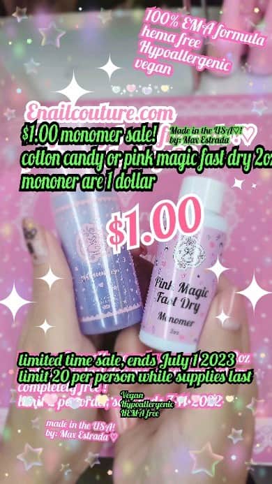 Max Estradaのインスタグラム：「Enailcouture.com$1 sale ends soon don't miss out on our world famous Monomer 2oz for only $1 along with all out stickers, foil kits and party press on nails  Enailcouture.com weekend sticker blowout sale is here ! Time to shop till you drop !  #ネイル #nailpolish #nailswag #nailaddict #nailfashion #nailartheaven #nails2inspire #nailsofinstagram #instanails #naillife #nailporn #gelnails #gelpolish #stilettonails #nailaddict #nail #💅🏻 #nailtech#nailsonfleek #nailartwow #네일아트 #nails #nailart #notd #makeup #젤네일  #glamnails #nailcolor  #nailsalon #nailsdid #nailsoftheday Enailcouture.com」