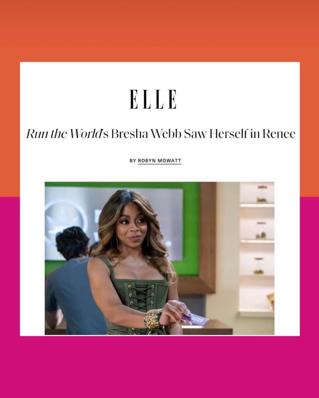のインスタグラム：「I was forced to confront the trials of my own life through the eyes of Renee in this season of @runtheworldstarz.   Thank you @elleusa and  @robynmowatt for giving me the space to share my heart. Link in bio.」