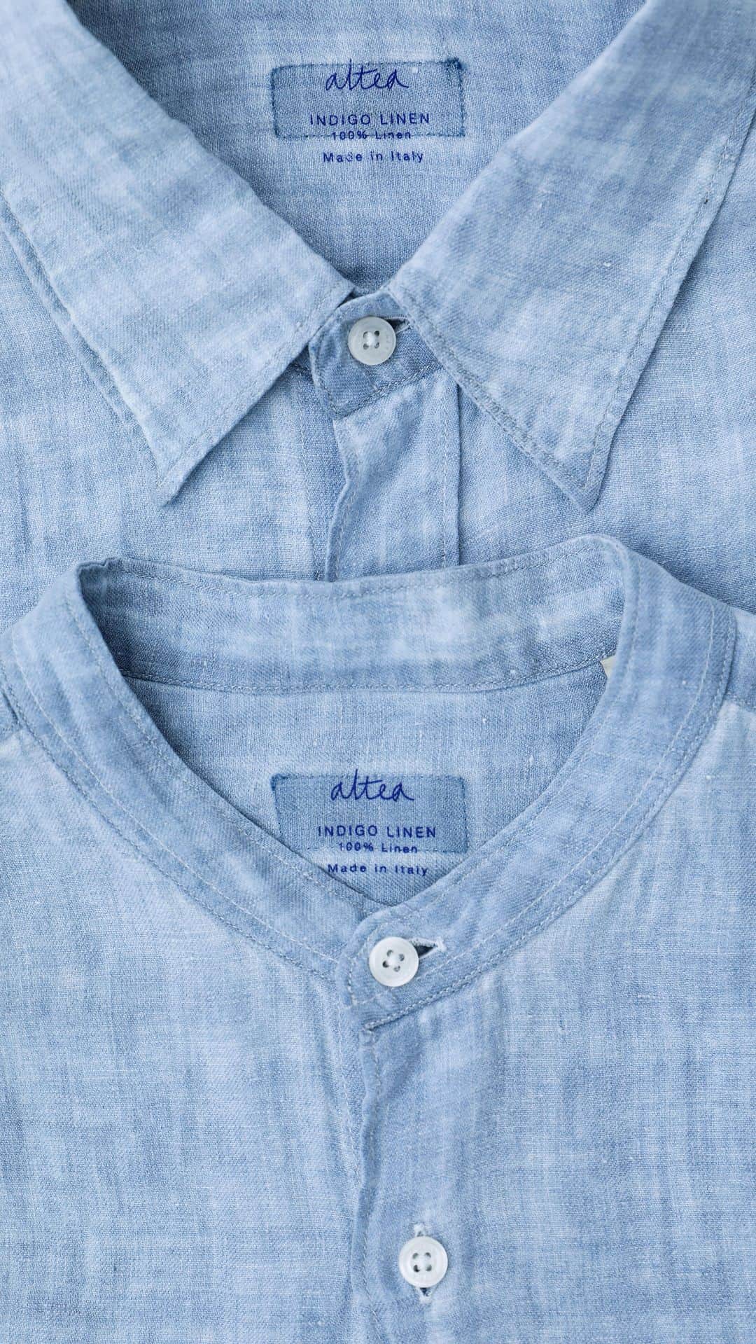 アルテアのインスタグラム：「Altea SS23  Indigo Linen. Made in Italy  #AlteaMilano #SS23 #MadeinItaly」
