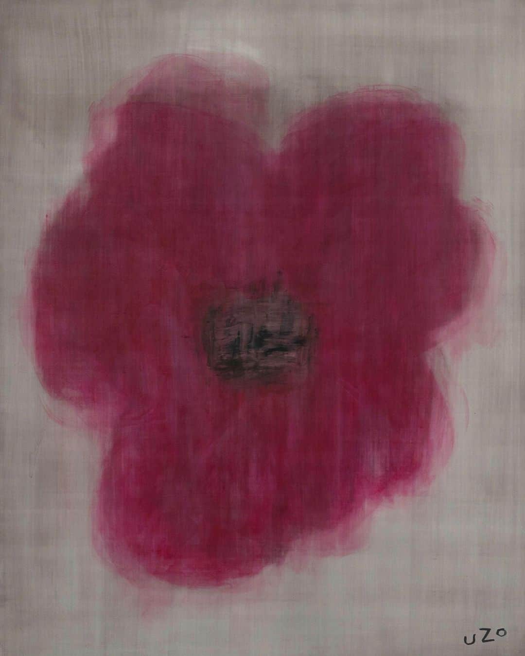 Uzo Hiramatsuのインスタグラム：「The painting was sold at an exhibition at G2gallery in Santa Fe, NM in 2022. Floating Crimson,  Painting, Sumi Ink, Pigments, m/m on Canvas 39 x 32 in #painter #Japan #fukuoka #contemporaryart #painting #drawing #mixedmedia #flower #flowers #santafe」